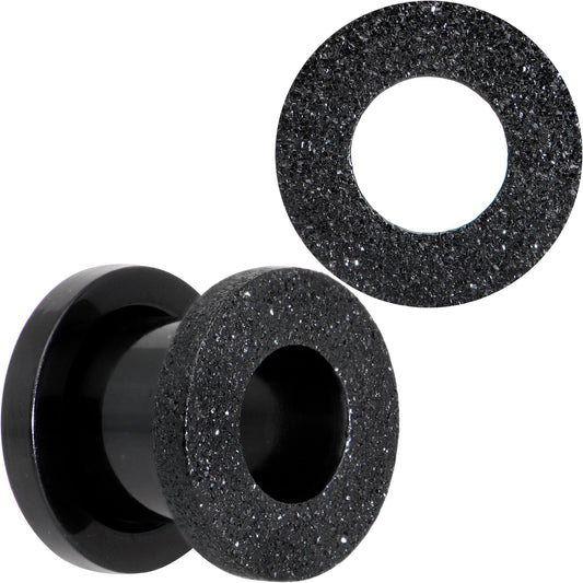 Black PVD Sandblasted Screw Fit Tunnel Plug Set 5mm to 16mm
