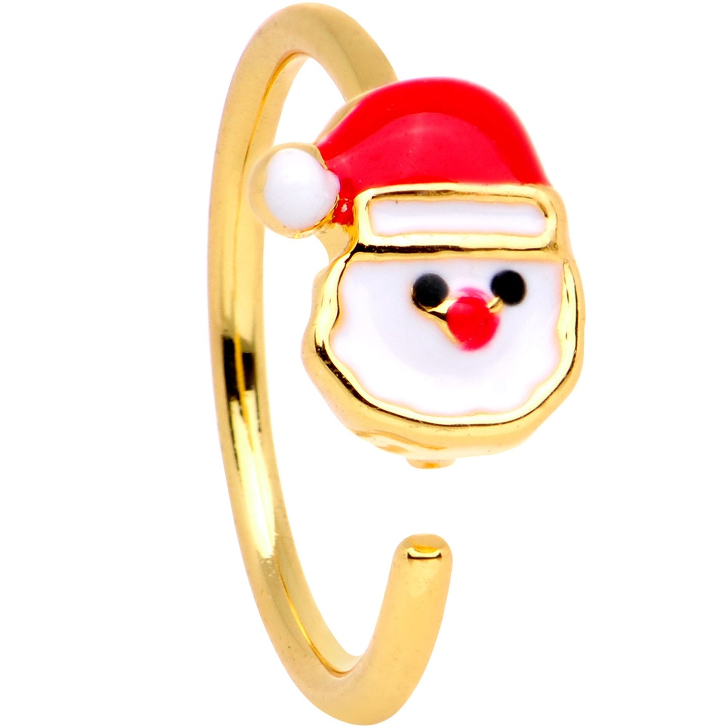 20G Gold Tone Plated Red White Santa Seamless Circular Ring