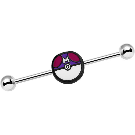 14G Licensed Pokemon Master Ball Industrial Barbell 35mm