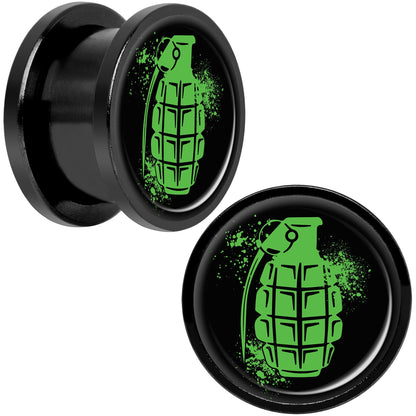 Green Grenade Black Anodized Screw Fit Plug Set 9/16