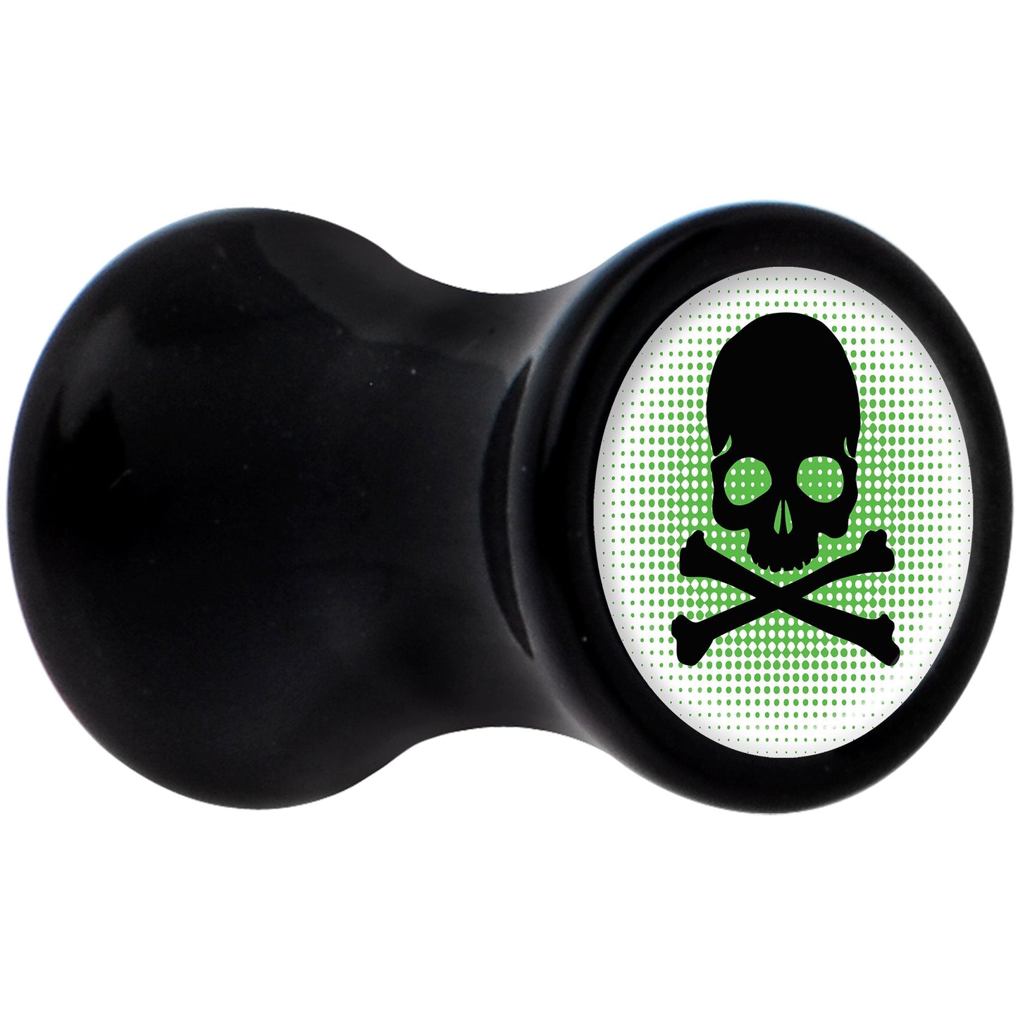 Black Acrylic Green Black Skull Saddle Plug Set 4G