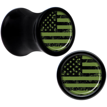 Black Acrylic Green American Flag Saddle Plug Set 2G