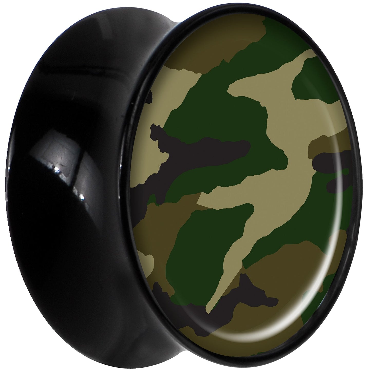 Black Acrylic Woodland Camo Print Saddle Plug Set 18mm