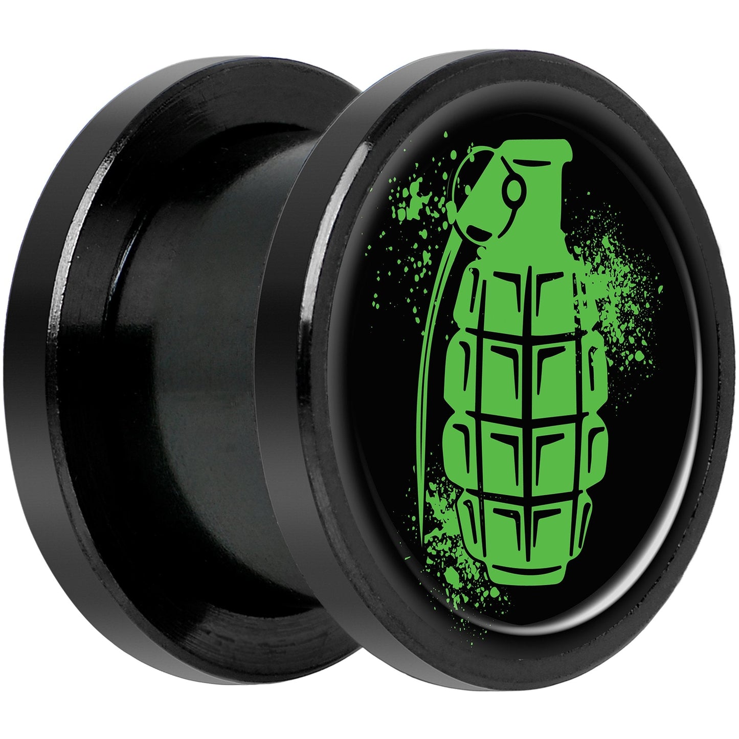 Green Grenade Black Anodized Screw Fit Plug Set 1/2