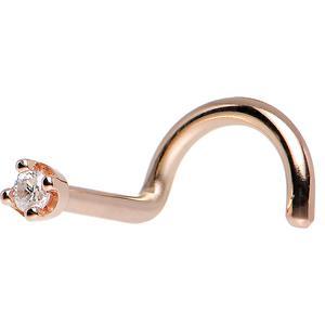 14K Rose Gold 1.5mm Genuine Diamond Nose Ring