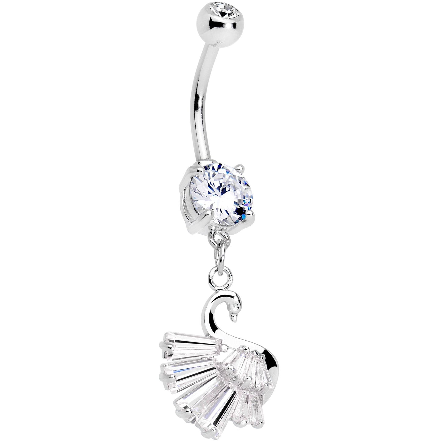 Clear Gem Swan Wings Dangle Belly Ring