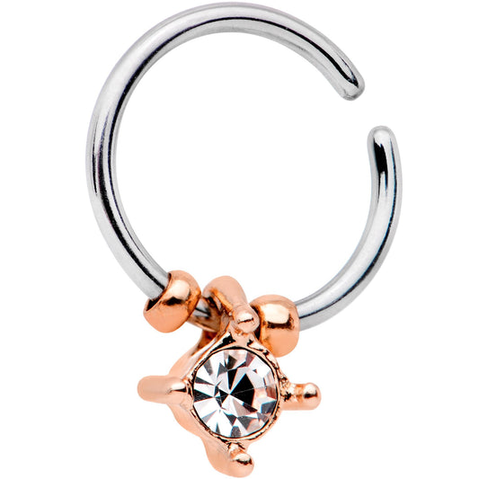 18G Rose Gold Tone Clear Gem Drop Annealed Seamless Circular Ring