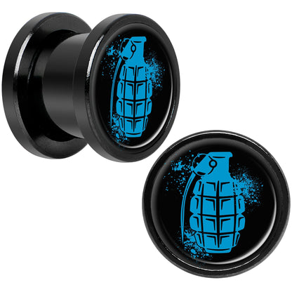 Blue Grenade Black Anodized Screw Fit Plug Set 00G