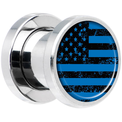 Blue American Flag Steel Screw Fit Plug Set 0G