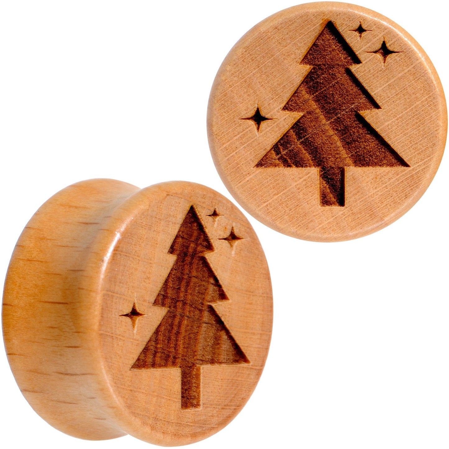 Organic Beechwood Christmas Tree Saddle Plug Set Sizes 8mm to 25mm