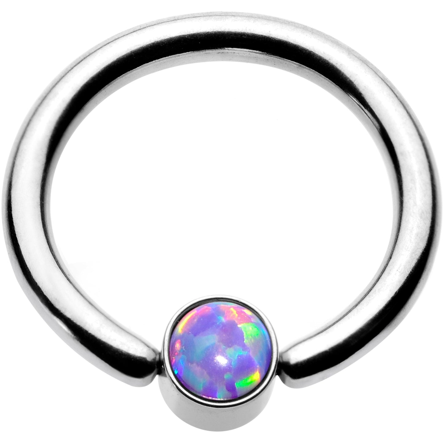 16G 5/16 Purple Faux Opal 3mm Disc BCR Captive Ring