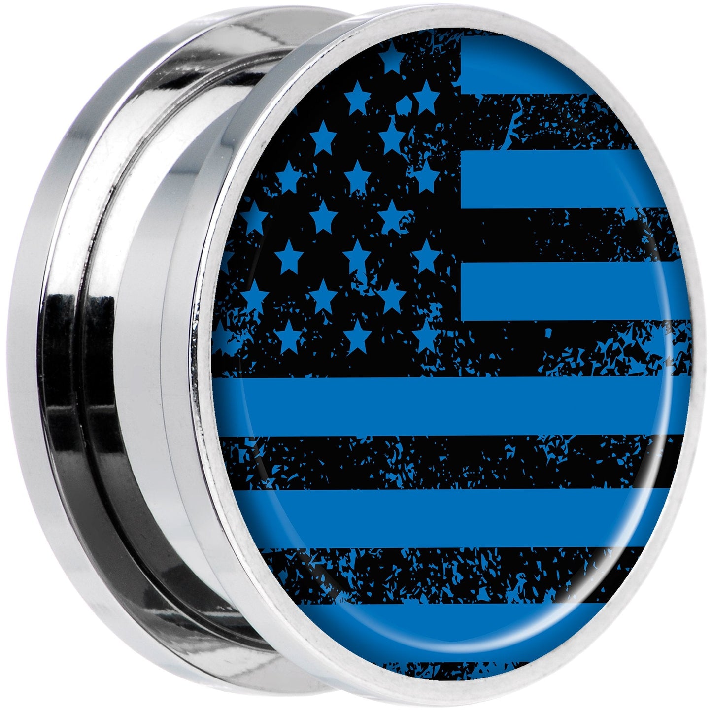 Blue American Flag Steel Screw Fit Plug Set 20mm