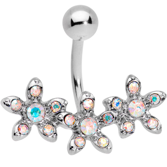 Aurora Gem Triple Flower Belly Ring