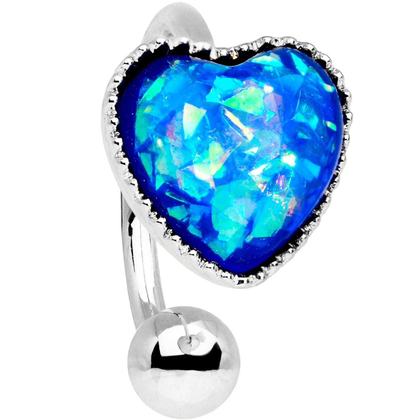 Blue Faux Opal Sacred Heart Non Pierced Ear Cuff
