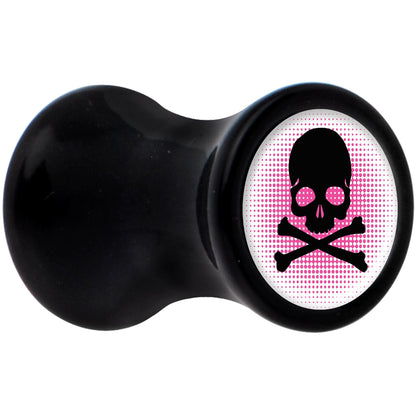 Black Acrylic Pink Black Skull Saddle Plug Set 4G