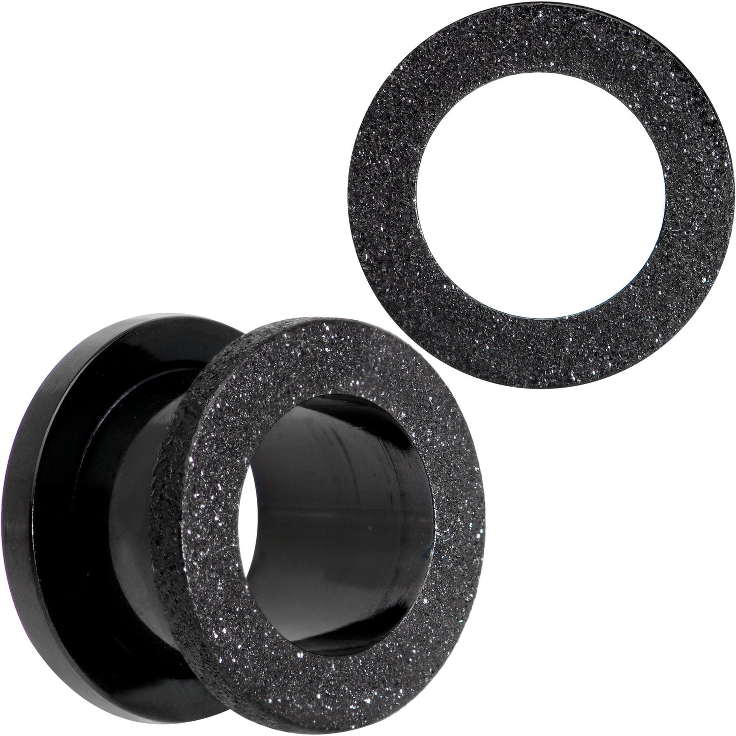 Black PVD Sandblasted Screw Fit Tunnel Plug Set 5mm to 16mm