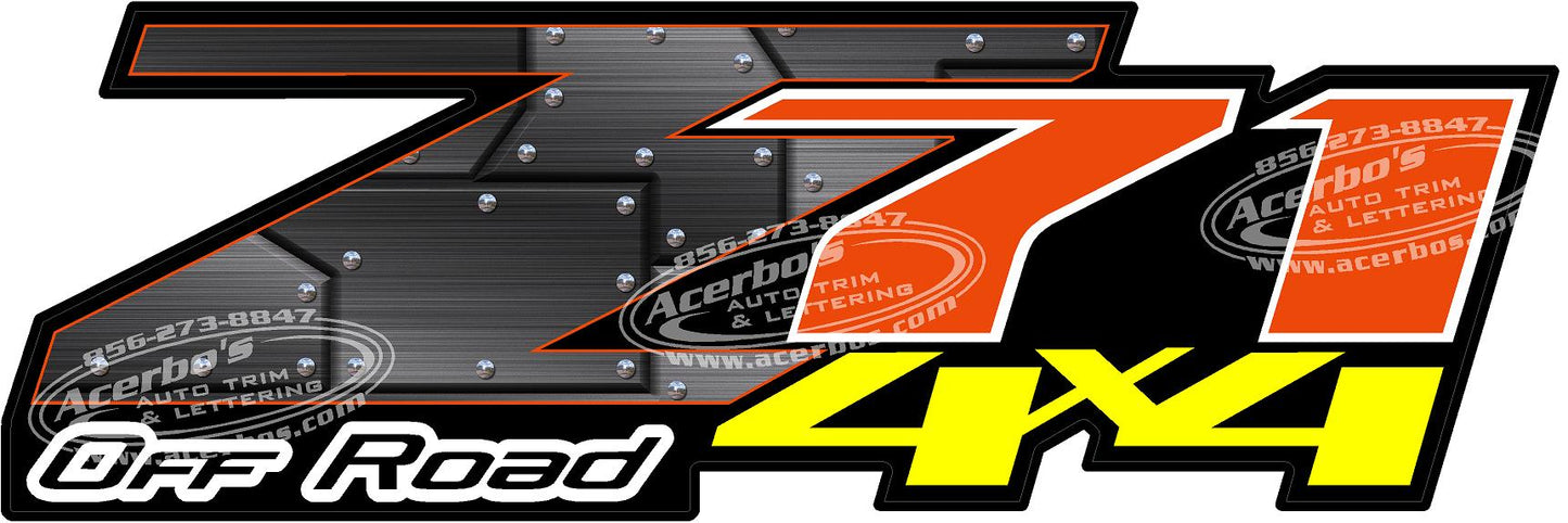 Chevrolet Z71 4x4 Off Road Steel Decals Set of 2
