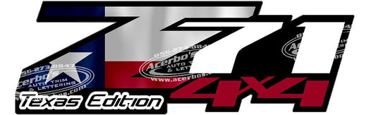 Z71 TEXAS EDITION 4 x 4 TEXAS USA Flag Set of 2 Truck Decals/Stickers