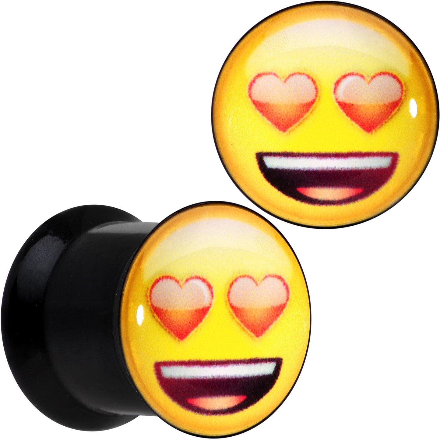 00G Licensed Heart Eyes emoji Acrylic Double Flare Plug Set