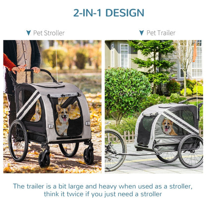 2-In-1 Pet Bike Trailer Stroller