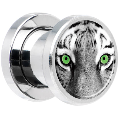 Black White Tiger Eyes Steel Screw Fit Plug Set 0G