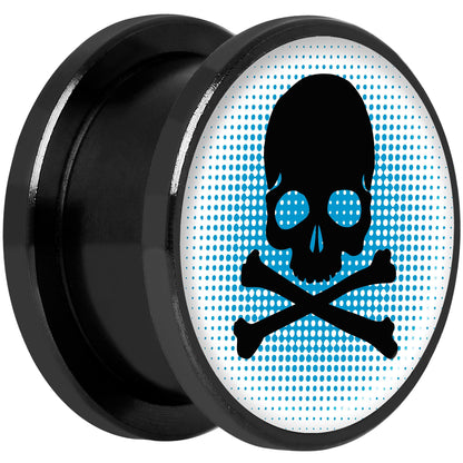 Blue Black Skull Black Anodized Screw Fit Plug Set 5/8