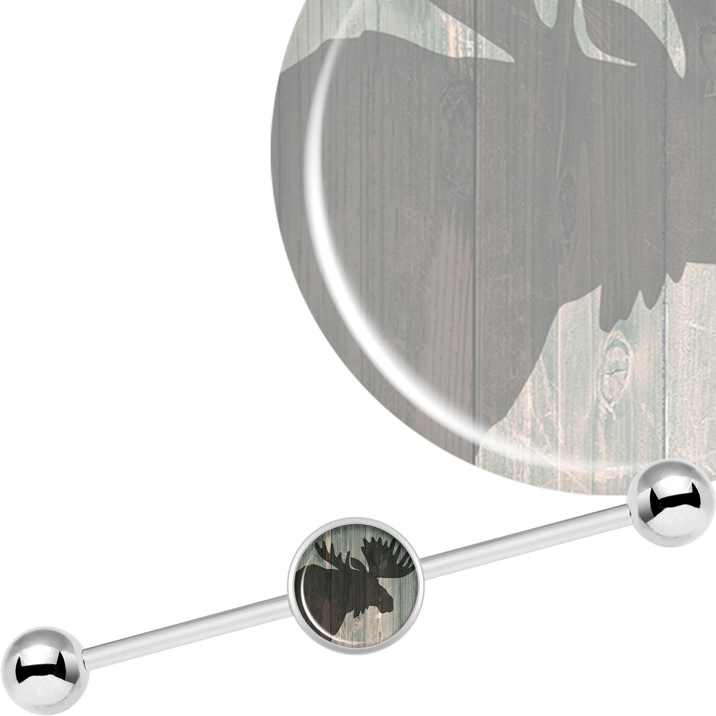 14G Holiday Rustic Wood Moose Industrial Barbell 37mm