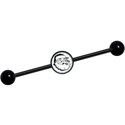 14G Christmas Retro Santa Ho Ho Ho Black Industrial Barbell 37mm