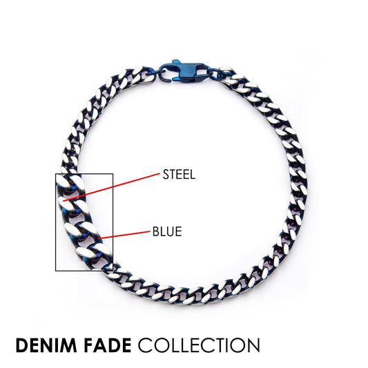Mens Stainless Steel Blue IP 4.8mm Franco Chain Bracelet