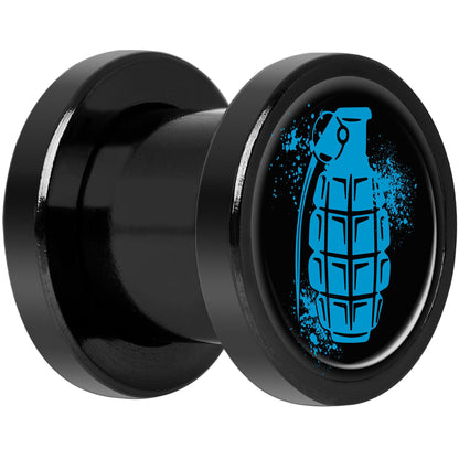 Blue Grenade Black Anodized Screw Fit Plug Set 0G